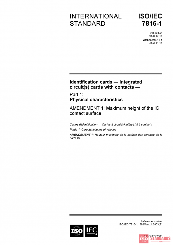 ISO/IEC 7816-1:1998/AMD1:2003 PDF