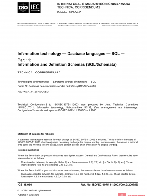 ISO/IEC 9075-11:2003/Cor 2:2007 PDF