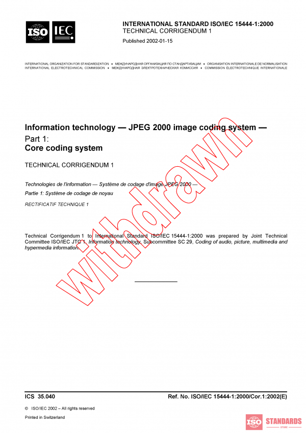 ISO/IEC 15444-1:2000/COR1:2002 PDF