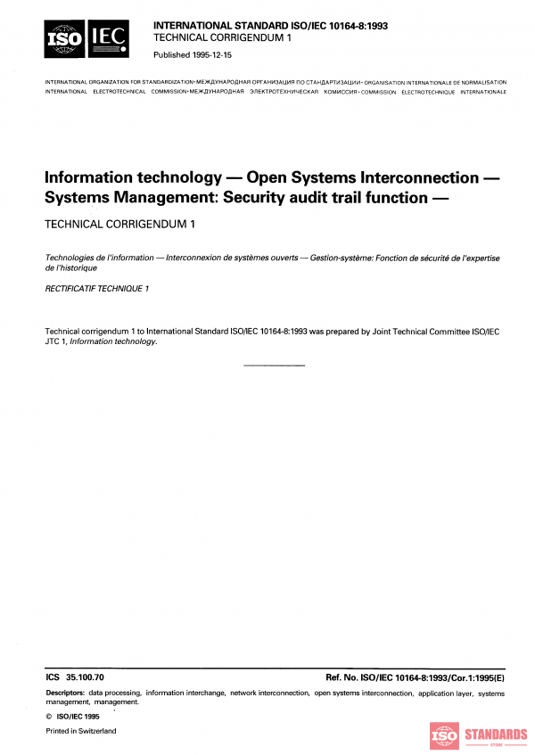 ISO/IEC 10164-8:1993/Cor 1:1995 PDF