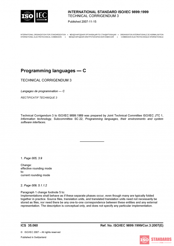 ISO/IEC 9899:1999/Cor 3:2007 PDF