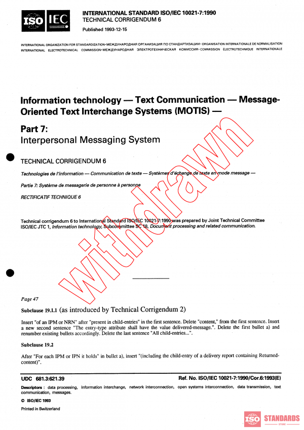 ISO/IEC 10021-7:1990/COR6:1993 PDF