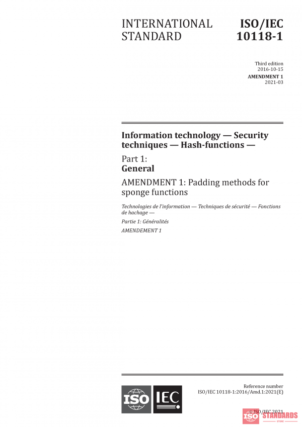 ISO/IEC 10118-1:2016/Amd 1:2021 PDF