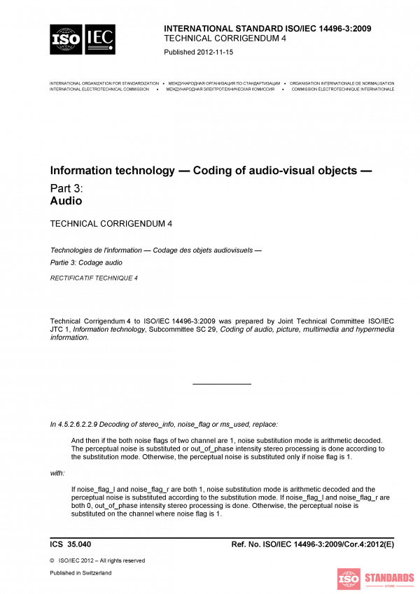 ISO/IEC 14496-3:2009/COR4:2012 PDF