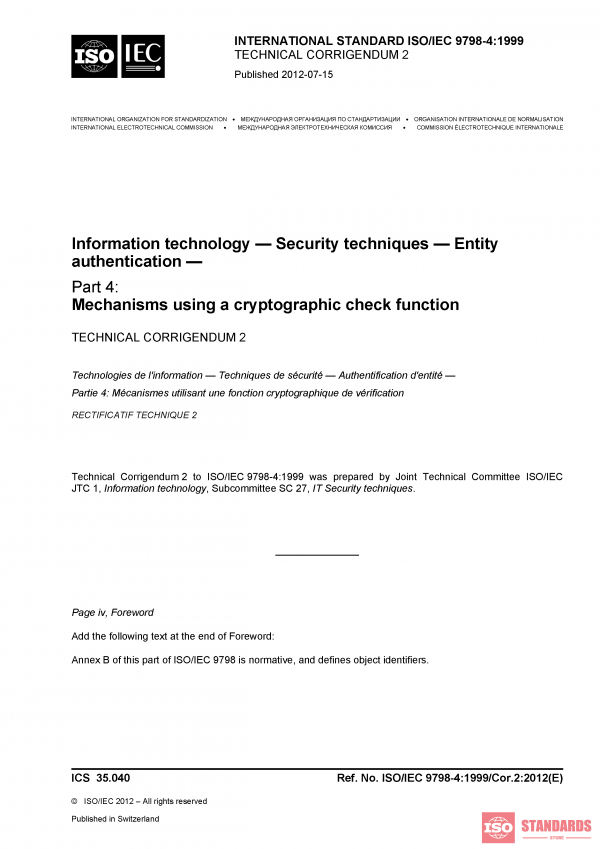 ISO/IEC 9798-4:1999/Cor 2:2012 PDF