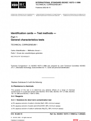 ISO/IEC 10373-1:1998/Cor 1:2002 PDF