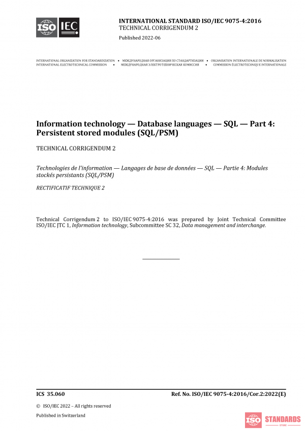 ISO/IEC 9075-4:2016/Cor 2:2022 PDF