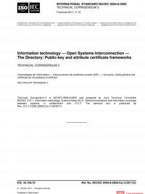 ISO/IEC 9594-8:2005/COR3:2011 PDF