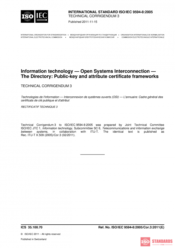 ISO/IEC 9594-8:2005/COR3:2011 PDF