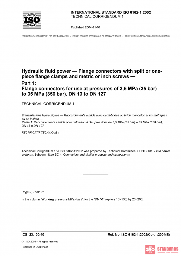 ISO 6162-1:2002/Cor 1:2004 PDF
