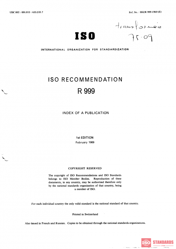 ISO/R 999:1969 PDF