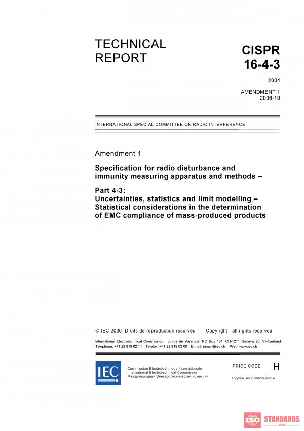 CISPR TR 16-4-3:2004/AMD1:2006 PDF