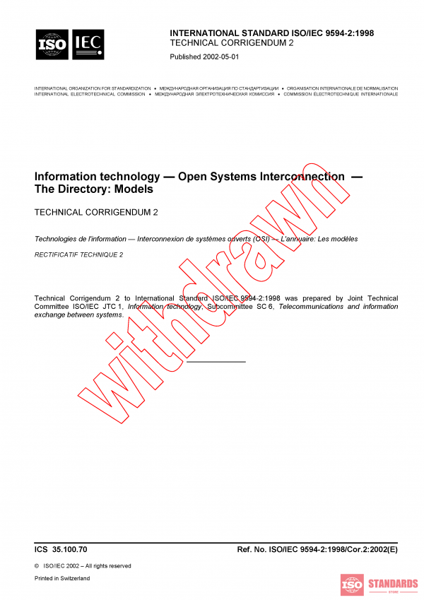ISO/IEC 9594-2:1998/COR2:2002 PDF