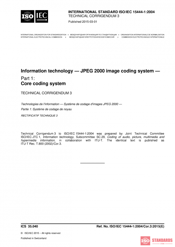 ISO/IEC 15444-1:2004/Cor 3:2015 PDF