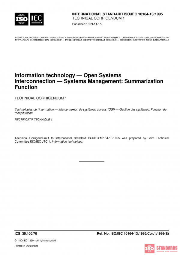 ISO/IEC 10164-13:1995/Cor 1:1999 PDF