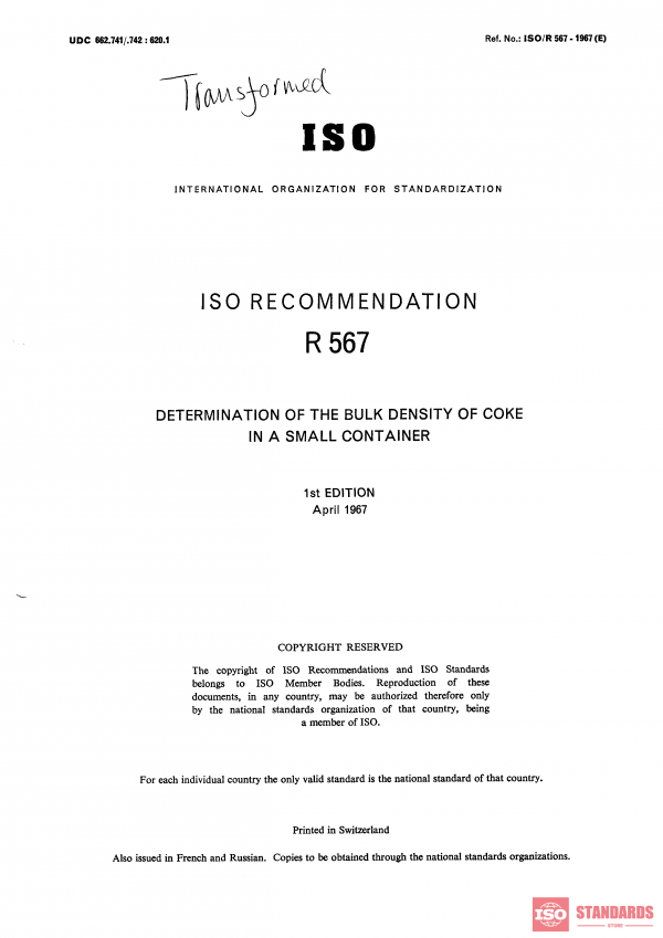 ISO/R 567:1967 PDF