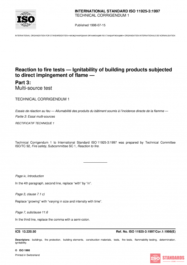 ISO 11925-3:1997/Cor 1:1998 PDF