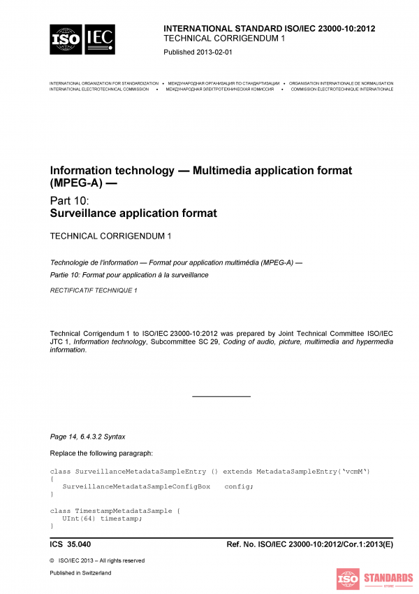 ISO/IEC 23000-10:2012/COR1:2013 PDF