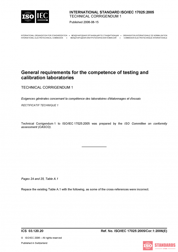 ISO/IEC 17025:2005/Cor 1:2006 PDF
