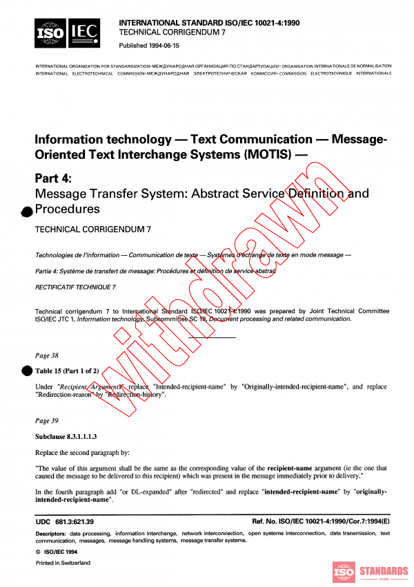 ISO/IEC 10021-4:1990/COR7:1994 PDF