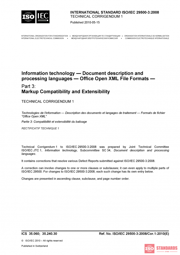 ISO/IEC 29500-3:2008/Cor 1:2010 PDF