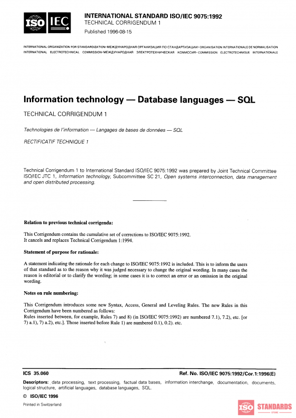 ISO/IEC 9075:1992/Cor 1:1996 PDF