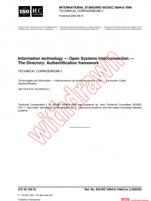 ISO/IEC 9594-8:1998/COR3:2002 PDF