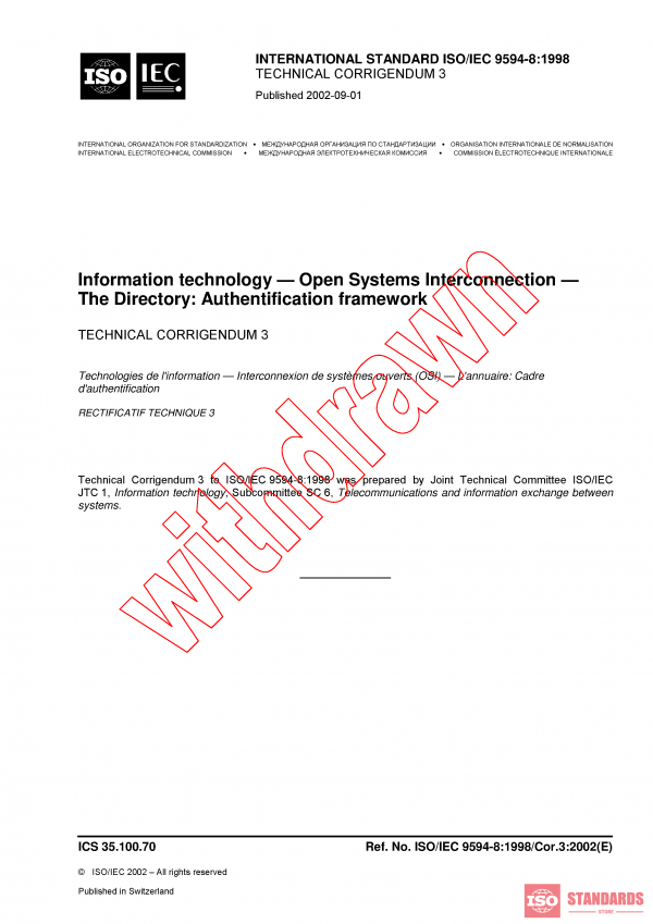 ISO/IEC 9594-8:1998/COR3:2002 PDF