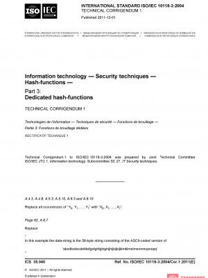 ISO/IEC 10118-3:2004/COR1:2011 PDF