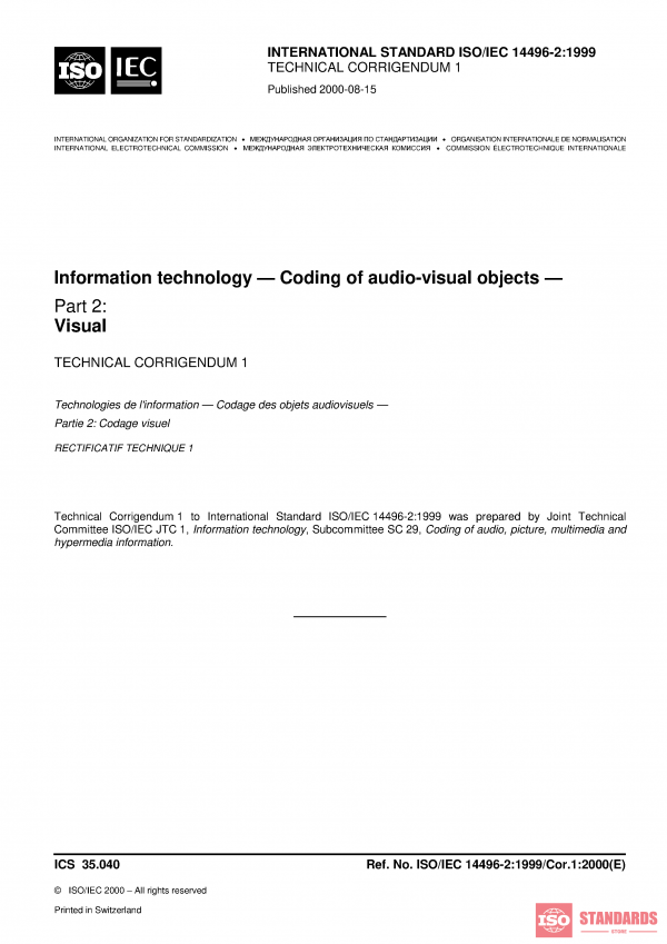 ISO/IEC 14496-2:1999/COR1:2000 PDF