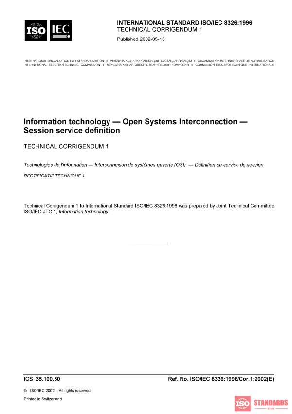 ISO/IEC 8326:1996/COR1:2002 PDF