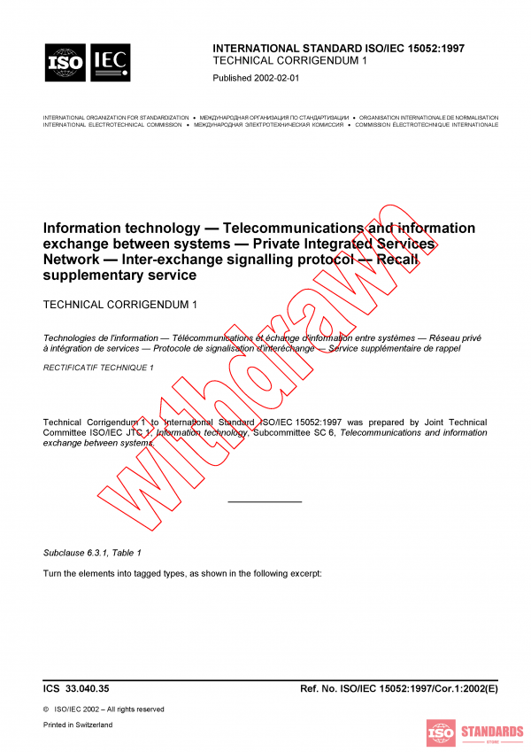 ISO/IEC 15052:1997/COR1:2002 PDF