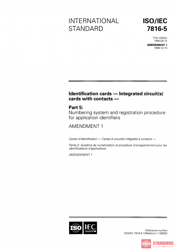 ISO/IEC 7816-5:1994/Amd 1:1996 PDF