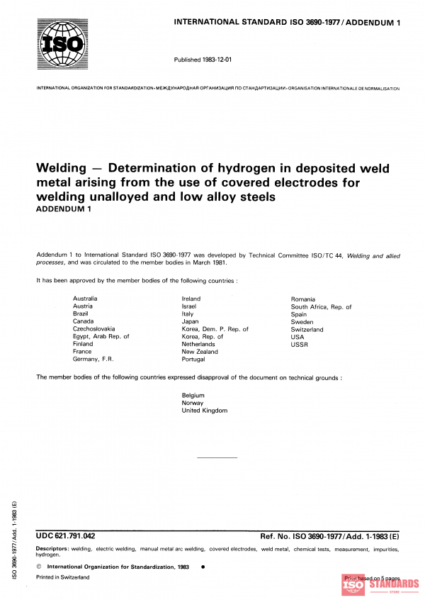 ISO 3690:1977/Add 1:1983 PDF