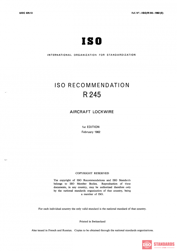 ISO/R 245:1962 PDF
