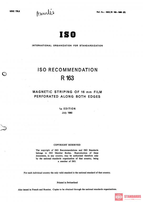 ISO/R 163:1960 PDF