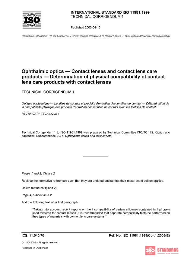 ISO 11981:1999/Cor 1:2005 PDF