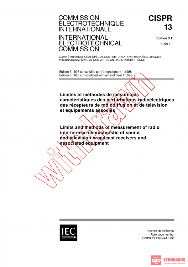CISPR 13:1996+AMD1:1998 CSV PDF