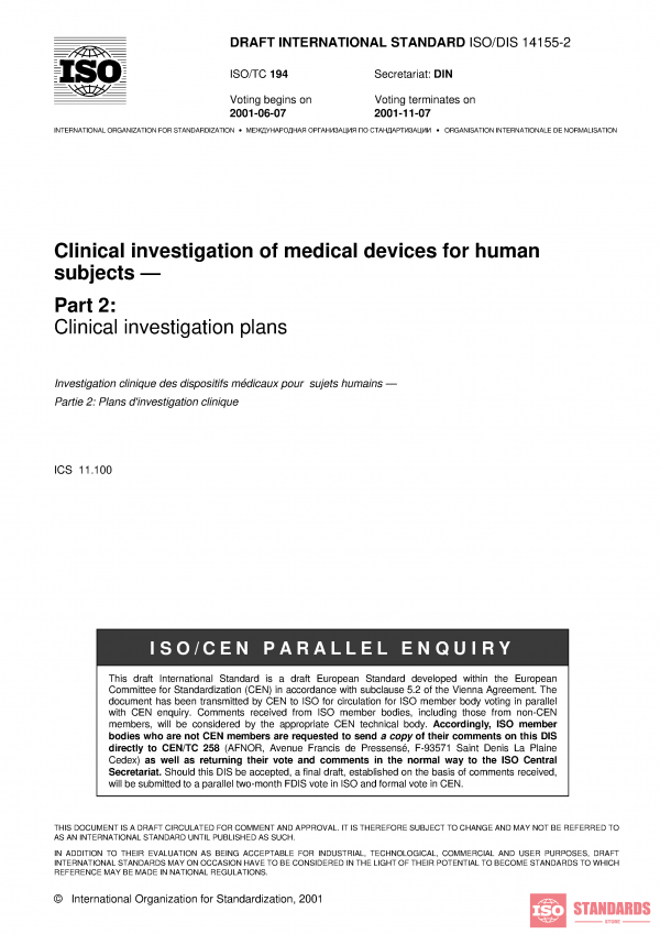 ISO/DIS 14155 2:2003 PDF