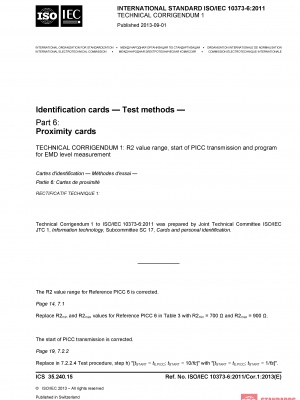 ISO/IEC 10373-6:2011/Cor 1:2013 PDF