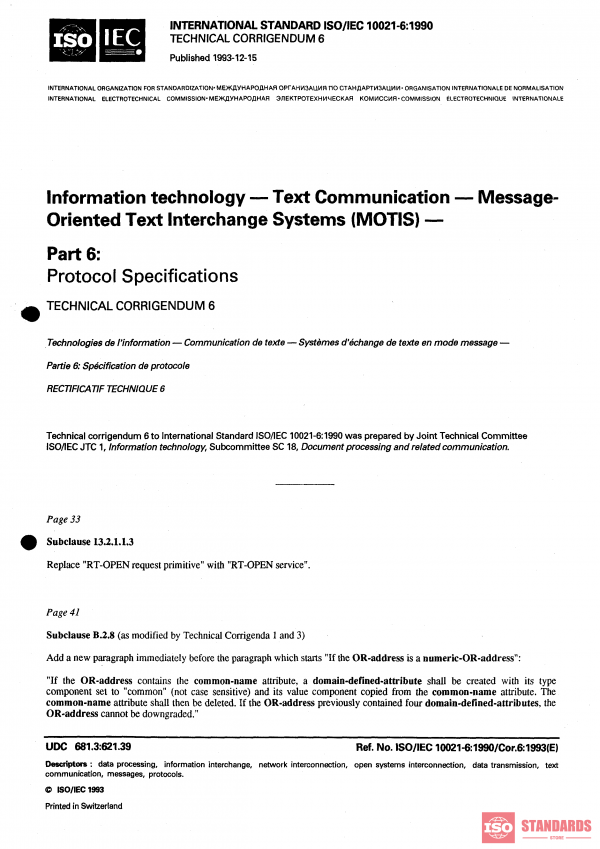 ISO/IEC 10021-6:1990/Cor 6:1993 PDF