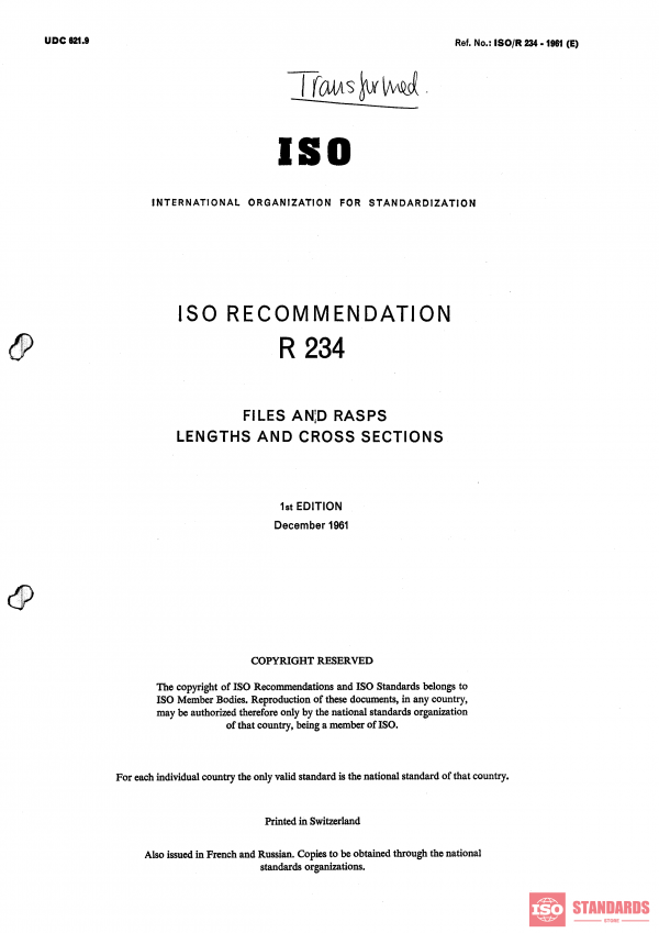 ISO/R 234:1961 PDF