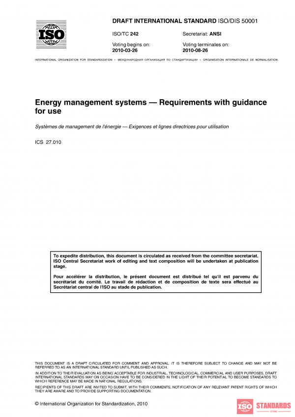 ISO/DIS 50001 :2010 PDF