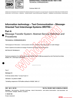 ISO/IEC 10021-4:1990/COR5:1992 PDF