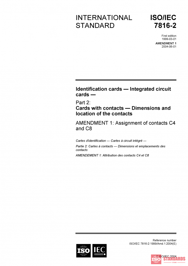 ISO/IEC 7816-2:1999/Amd 1:2004 PDF