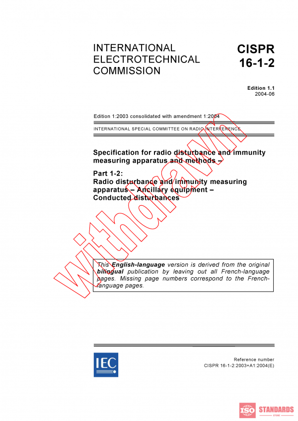 CISPR 16-1-2:2003+AMD1:2004 CSV PDF