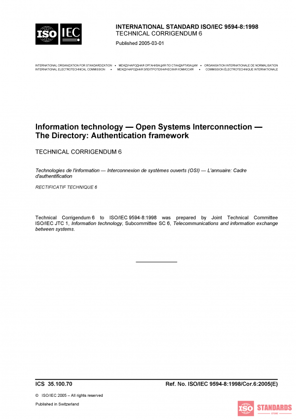 ISO/IEC 9594-8:1998/Cor 6:2005 PDF