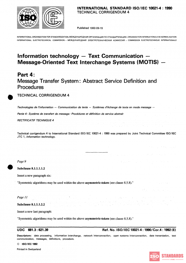 ISO/IEC 10021-4:1990/Cor 4:1992 PDF