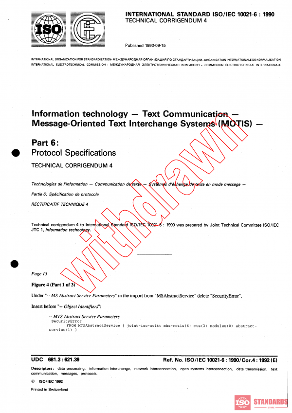 ISO/IEC 10021-6:1990/COR4:1992 PDF