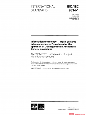 ISO/IEC 9834-1:1993/Amd 1:1997 PDF